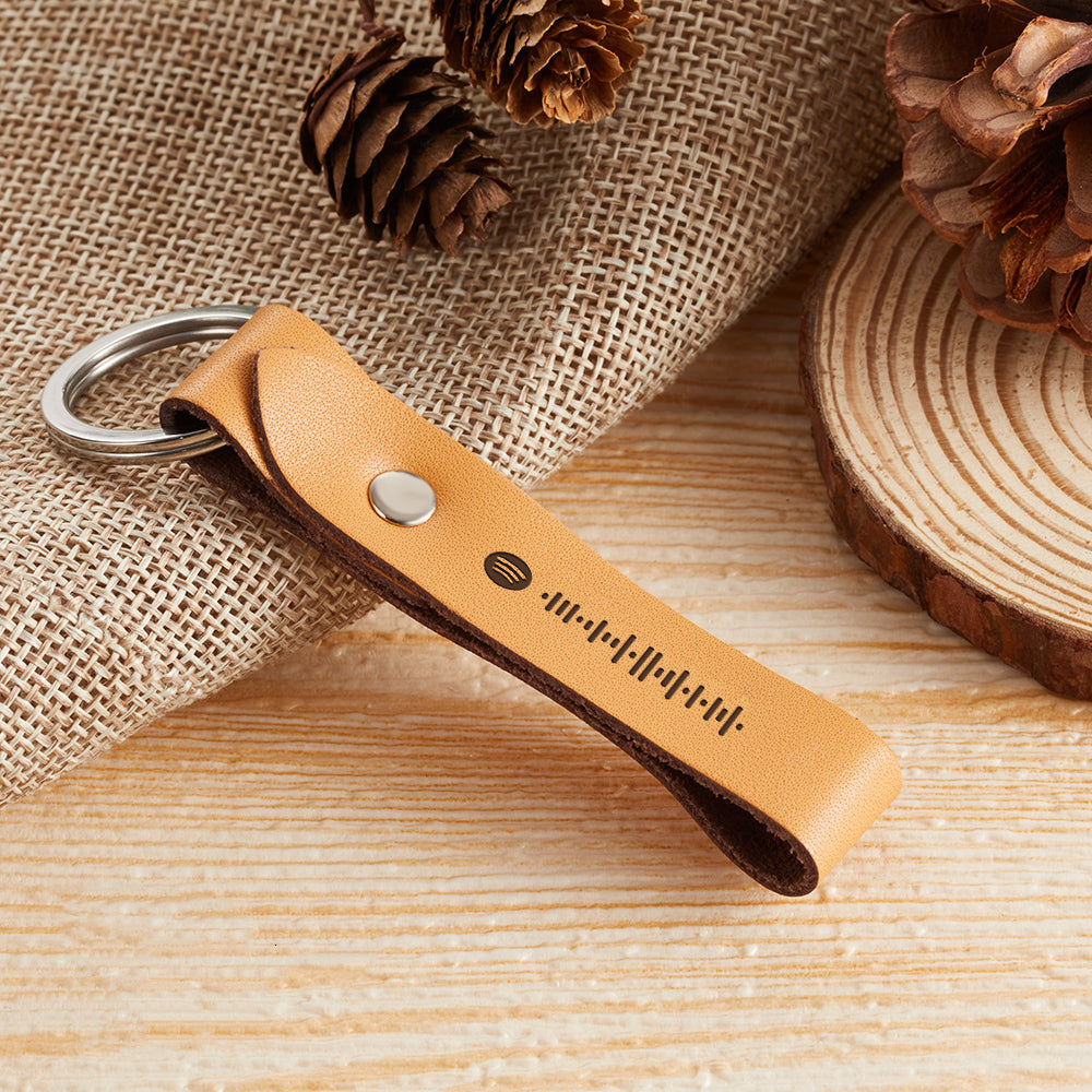 Custom Music Code Leather Music Code Leather Keychain - gift for anyone - Personalized Keychain