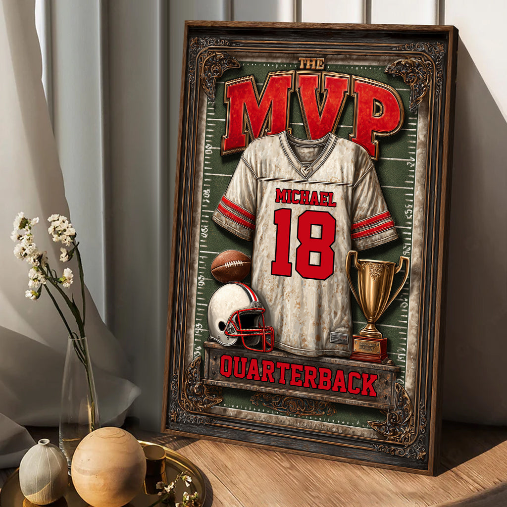 Gift For Football Son/ Daughter - Personalized Football Canvas And Poster