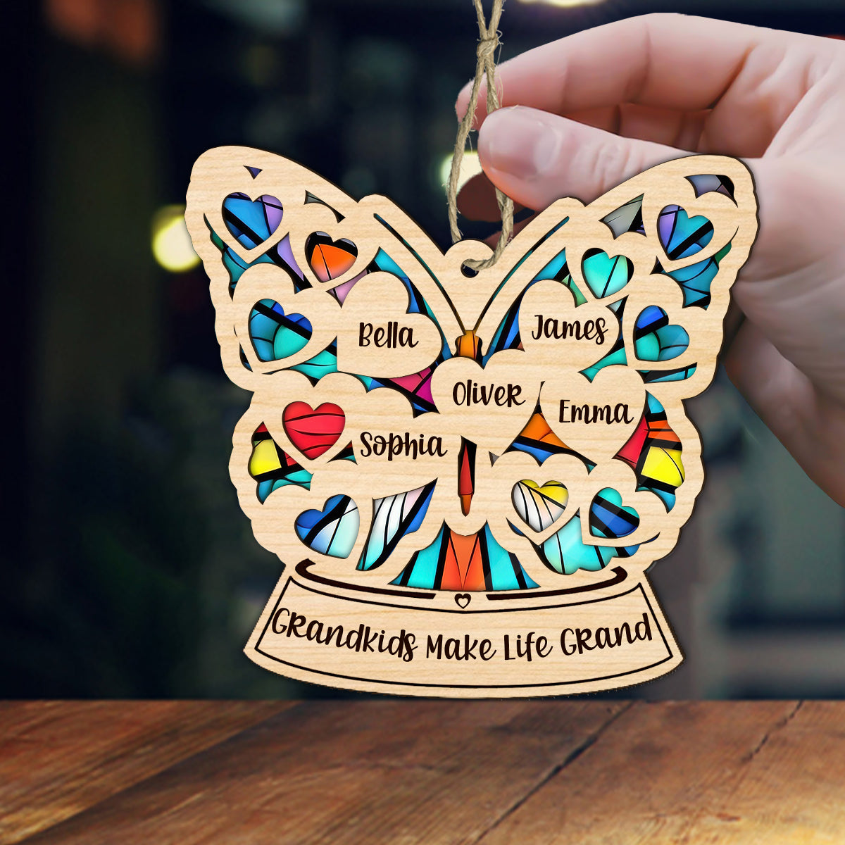 Grandma Mom Heart Butterfly - Personalized Grandma Suncatcher