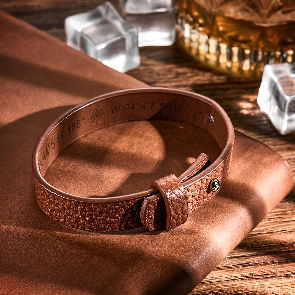 Any Destination - Personalized Genuine Leather Bracelet