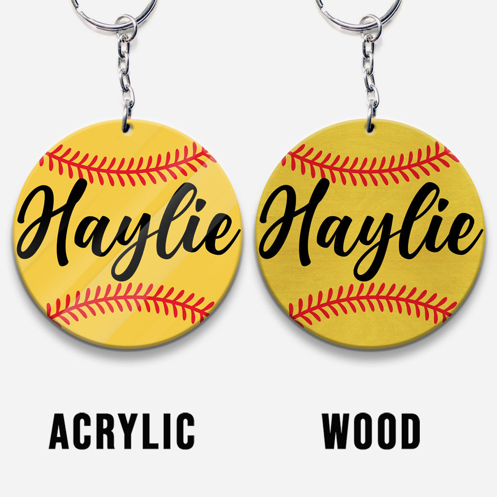 Love Baseball - Personalized Softball Keychain