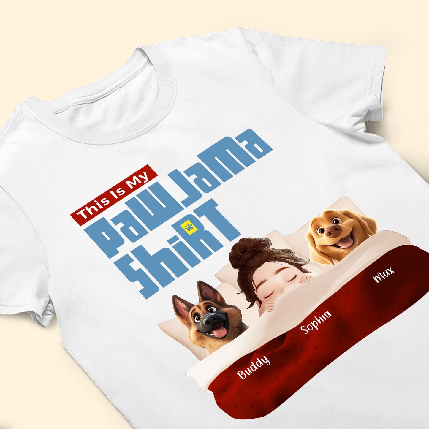 Custom Pawjama Shirt for Couples – Featuring Pets and Their Names, Ideal for Valentine’s Day or Special Occasions, Available in Classic Tee, Women Tee, Hoodie, and Sweatshirt