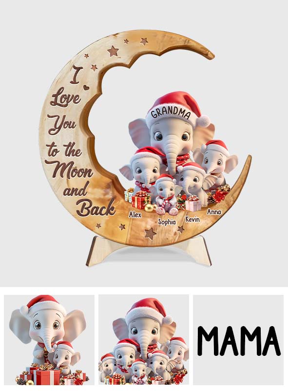 I Love You To The Moon And Back - Personalized Grandma 2 Layered Wood Sign / Wood Plaque