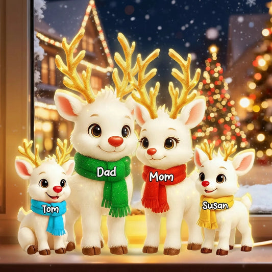 Festive Acrylic Light Box - Cute Reindeer Family, Twinkling Christmas Night, Creative Gift with Warm Glow for Family