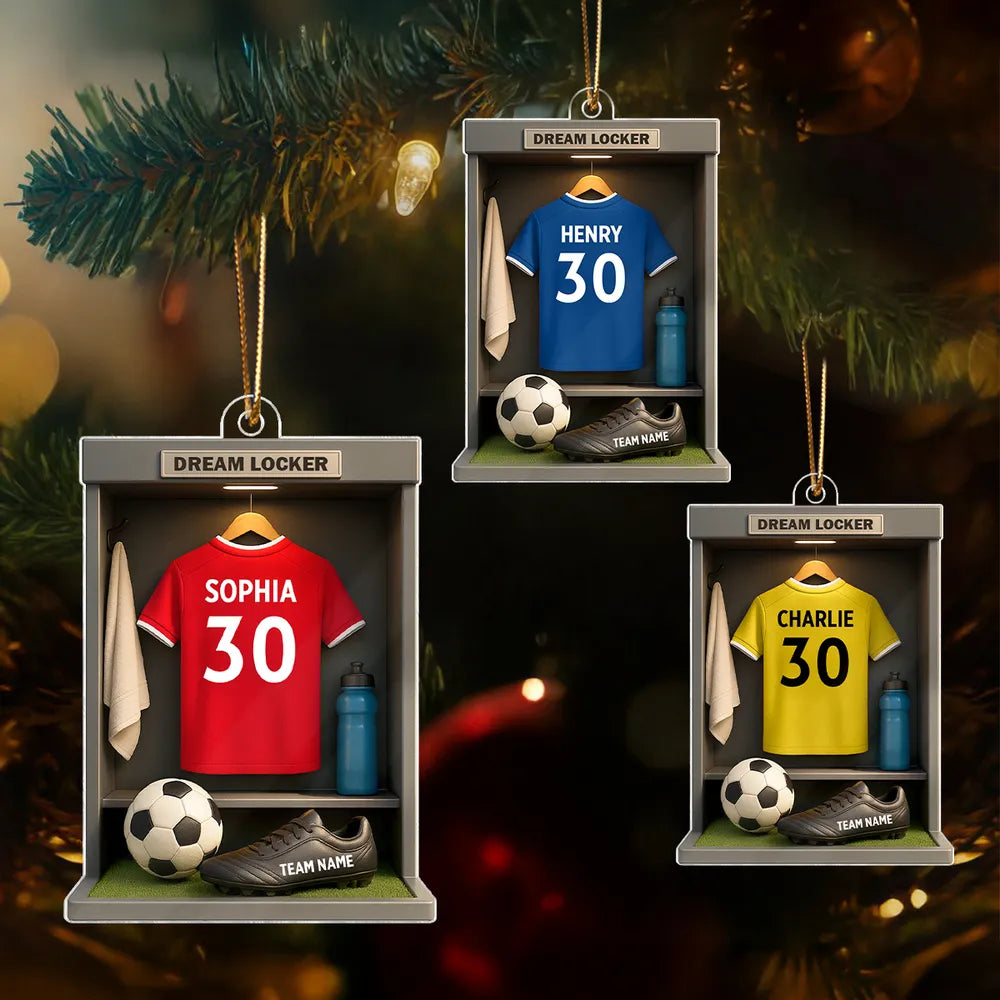 Soccer Locker Acrylic Ornament – Perfect Holiday Gift for Soccer Lovers & Players