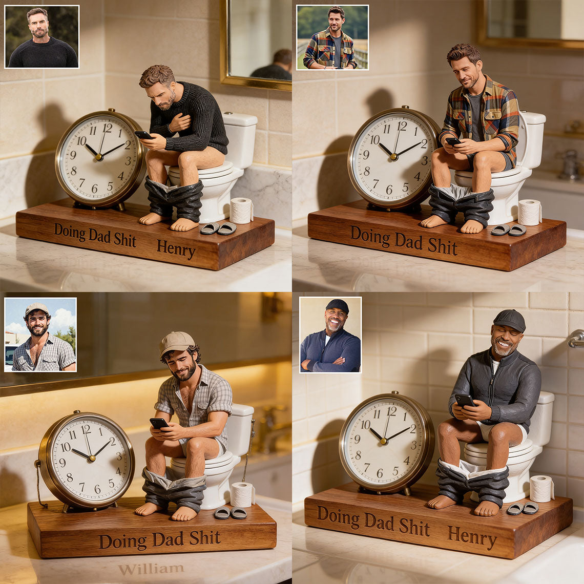Custom Any Photo - Personalized Father Desk Clock Plaque