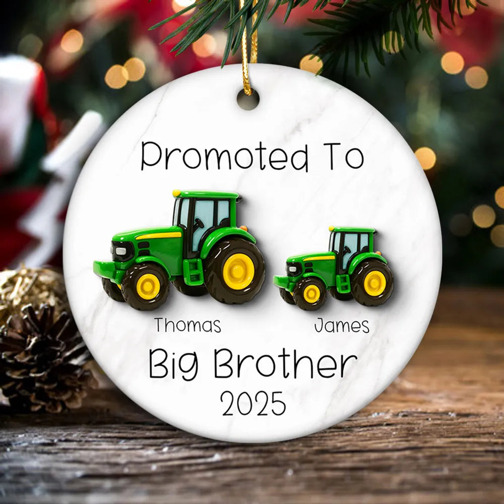 Big Brother Promotion Ornament with Tractor Theme – Meaningful Farm Gift for Family Christmas Celebration