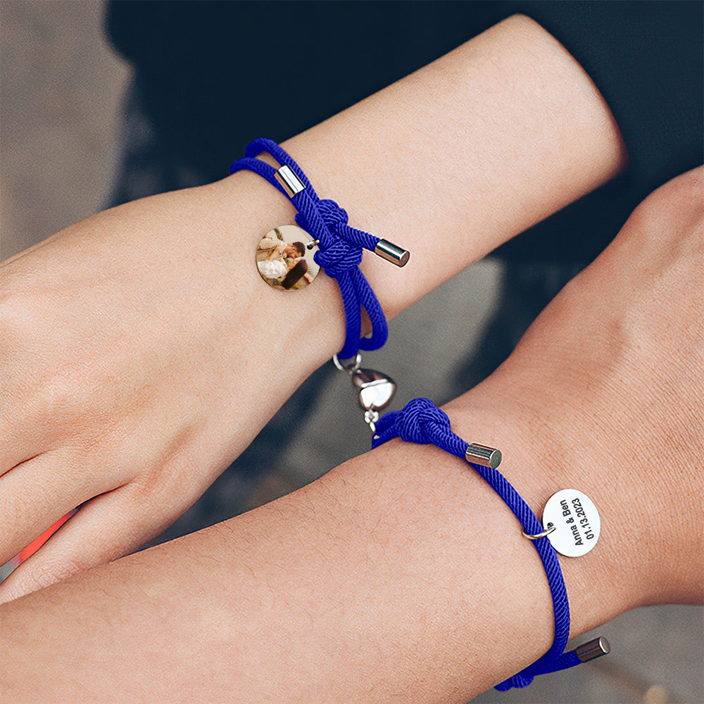 Matching Magnetic Heart - Personalized Couple Bracelet