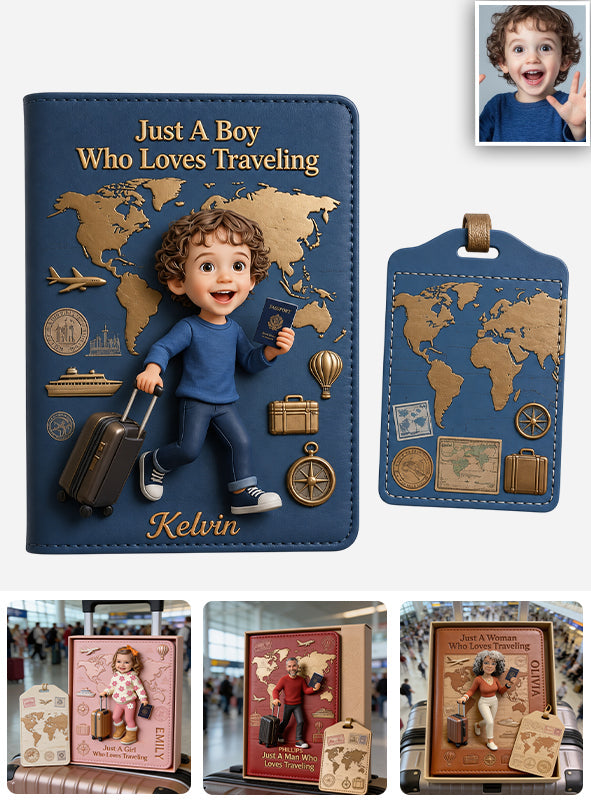 Just A Girl Boy Who Loves Traveling - Personalized Travelling Passport Holder & Luggage Tag Set