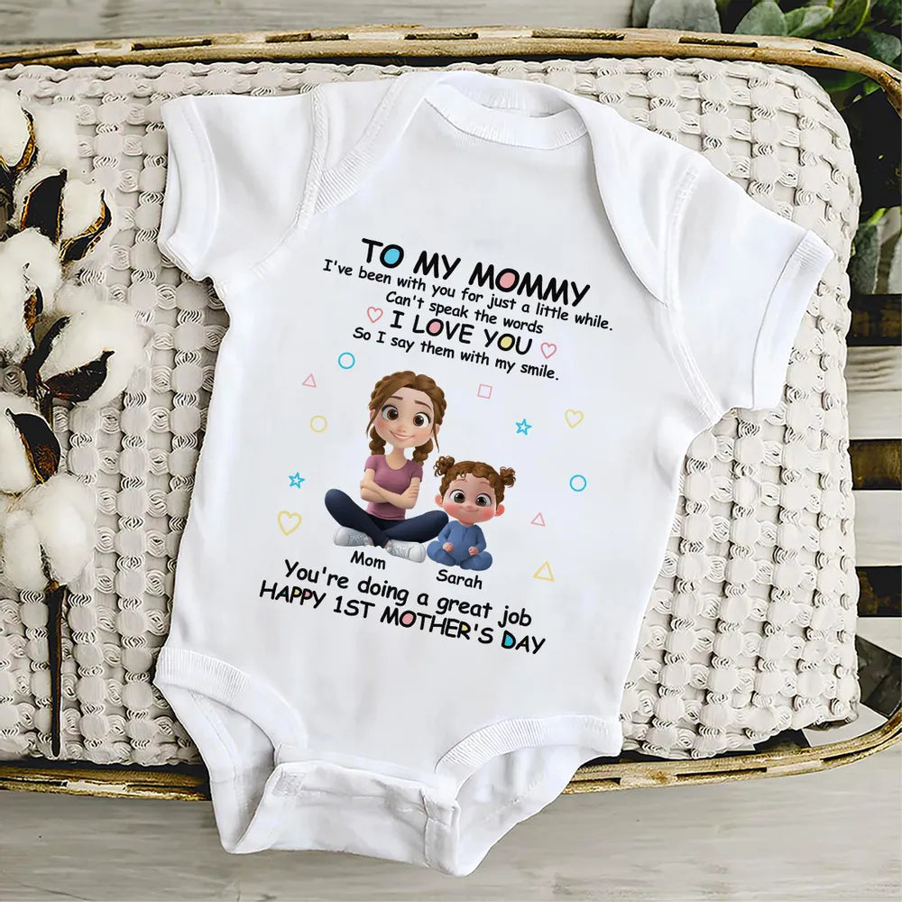 Personalized Short Sleeve Baby Onesie 'To My Mommy I Love You' Cute Cartoon Mom and Baby Gift for First Mother's Day