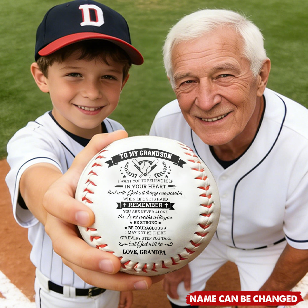 To My Grandson Baseball Ball, Personalized Encouragement Quote, Heartwarming Keepsake Gift from Grandpa