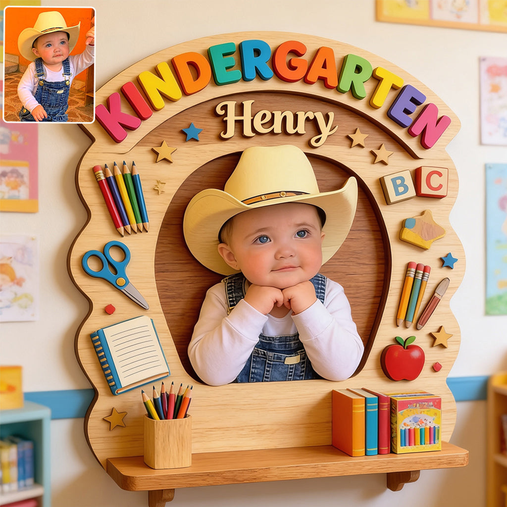 Back To School - Personalized Kid Wooden Floating Shelf