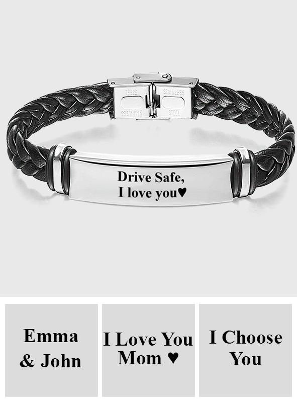 Any Text/ Message/ Name... - Personalized Engraved Leather Bracelet