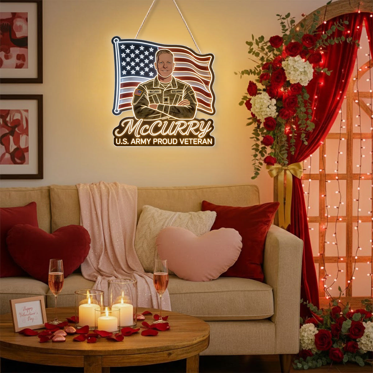 America Veteran - Personalized Veteran LED Light Acrylic Sign