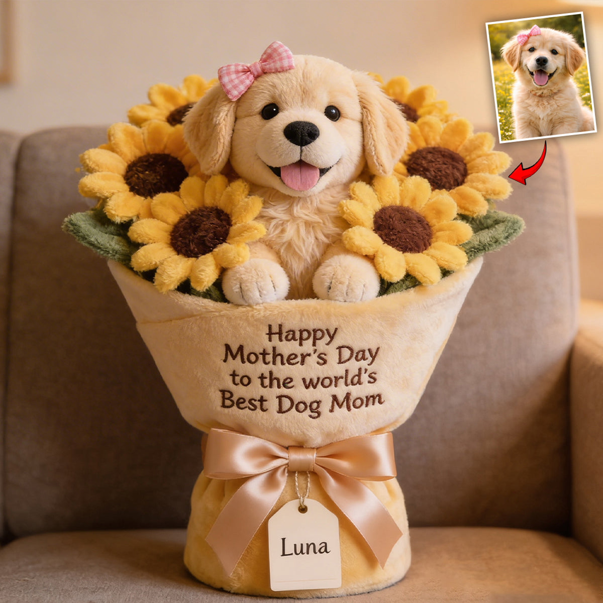 From Fur With Love - Perfect Mother's Day Gift - Personalized Dog Premium Faux Fur Pillow