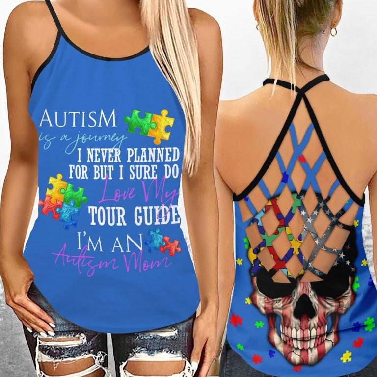 Autism Is A Journey Autism Awareness Mom - Cross Tank Top 0921