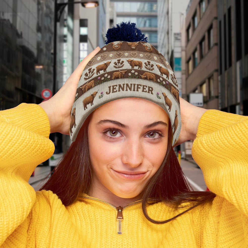 Farm Life - Personalized Highland Cow Beanie Hat