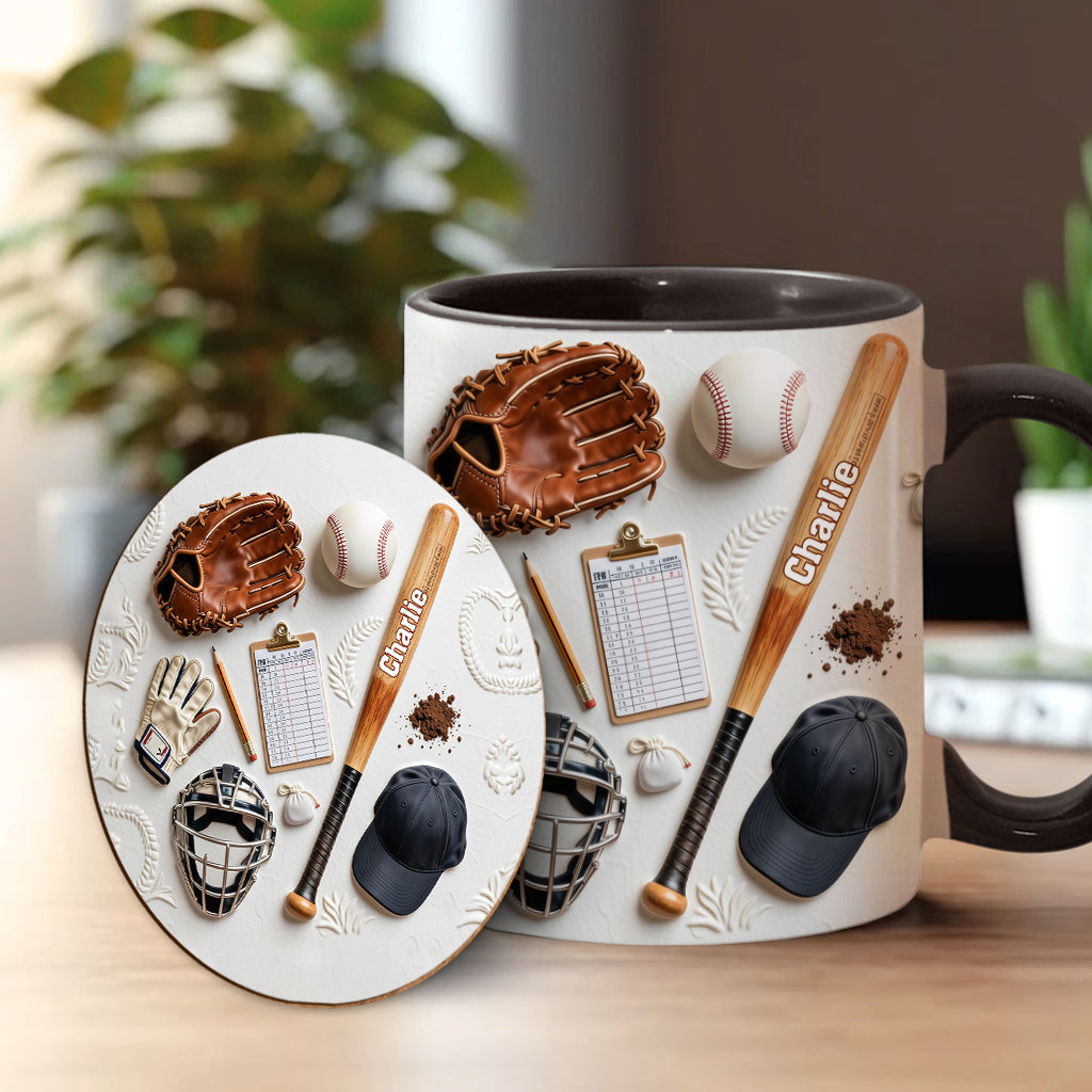 Love Baseball - Personalized Baseball Accent Mug & Coaster