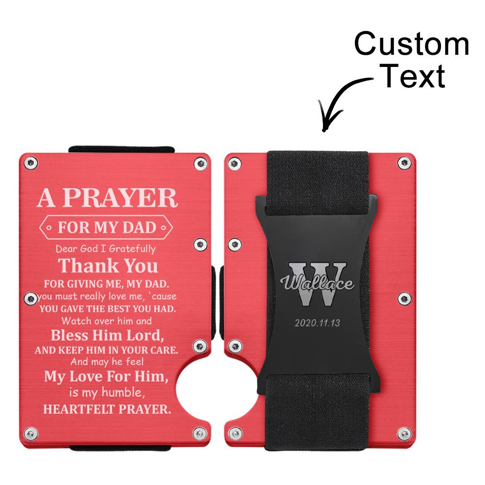 A Prayer For My Dad - Personalized Memorial Engraved Metal RFID Blocking Card Holder