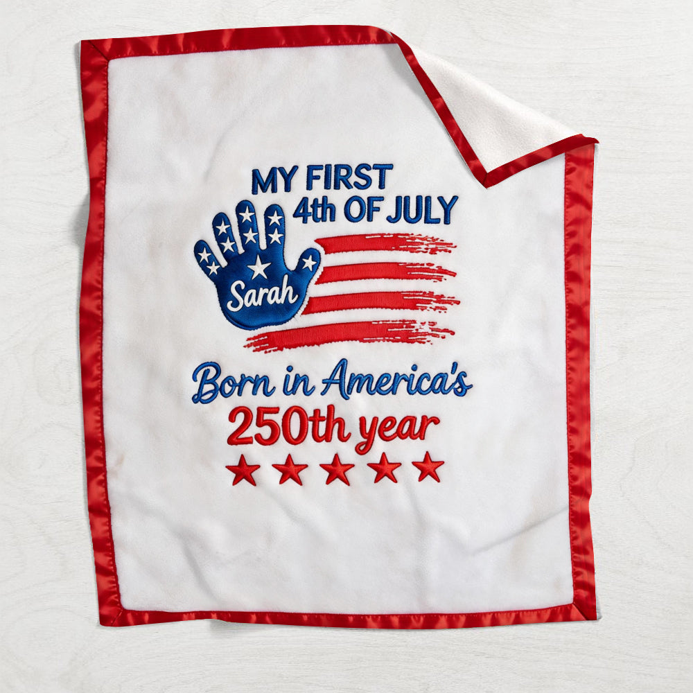 Born In America's 250th Year - Personalized Baby Shower Blanket