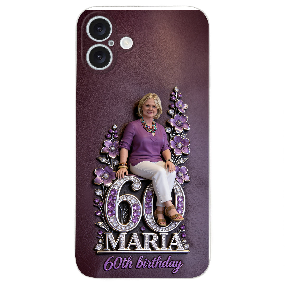 Custom Any Photo Perfect Gift For Mom, Grandma - Personalized Birthday 3D Embossed Leather Phone Case