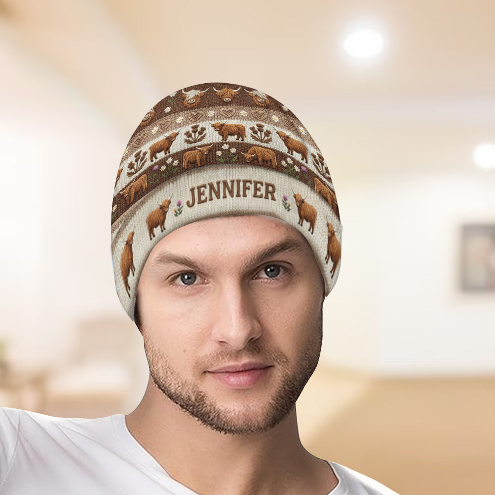 Farm Life - Personalized Highland Cow Beanie Hat