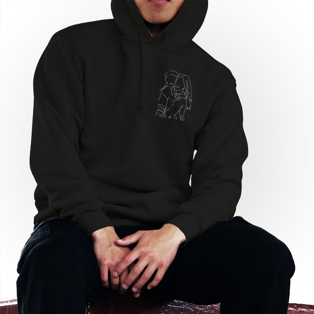 Custom Line Art - Personalized Aunt Embroidered Hoodie