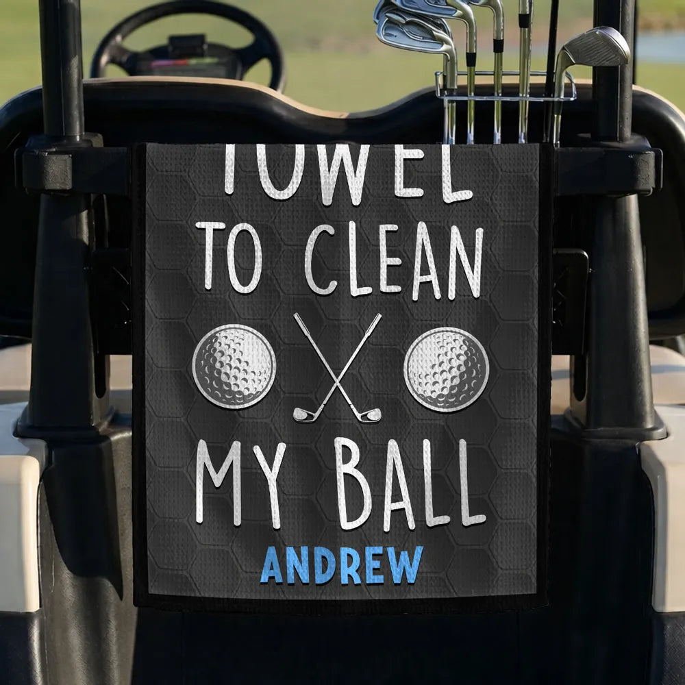 Personalized Waffle Weave Golf Towel Funny 'I Use This Towel To Clean My Ball' Unique Gift for Golfers