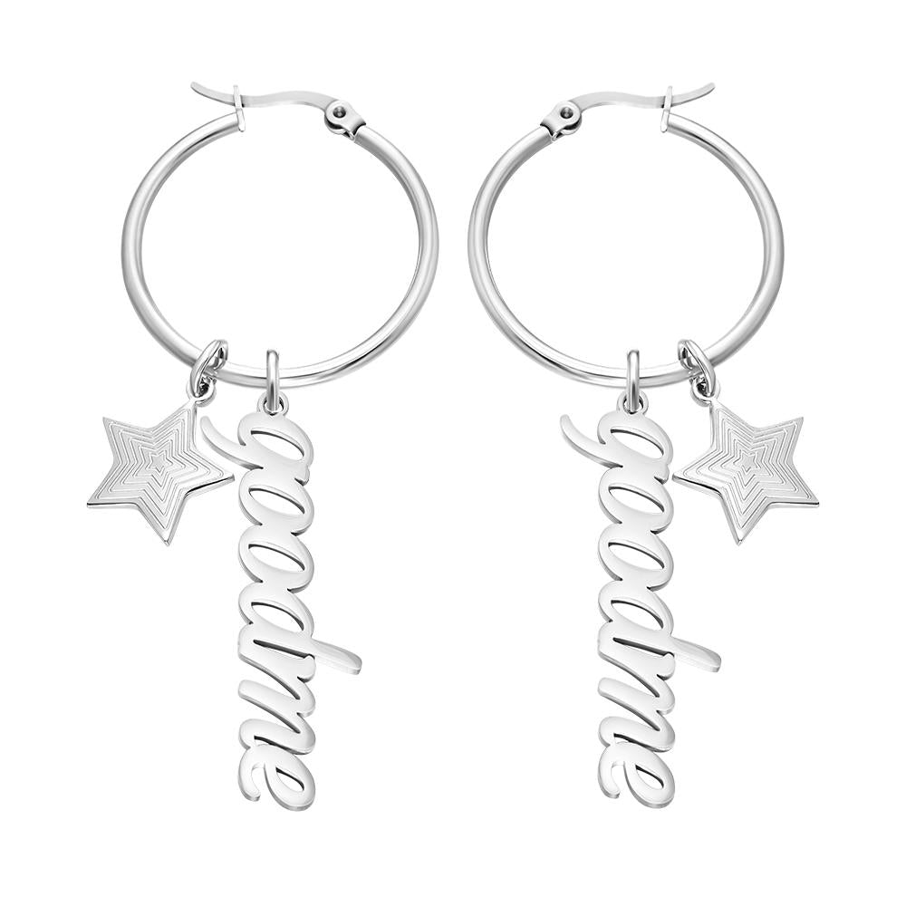 Little Star - Personalized Name Earrings With Little Star