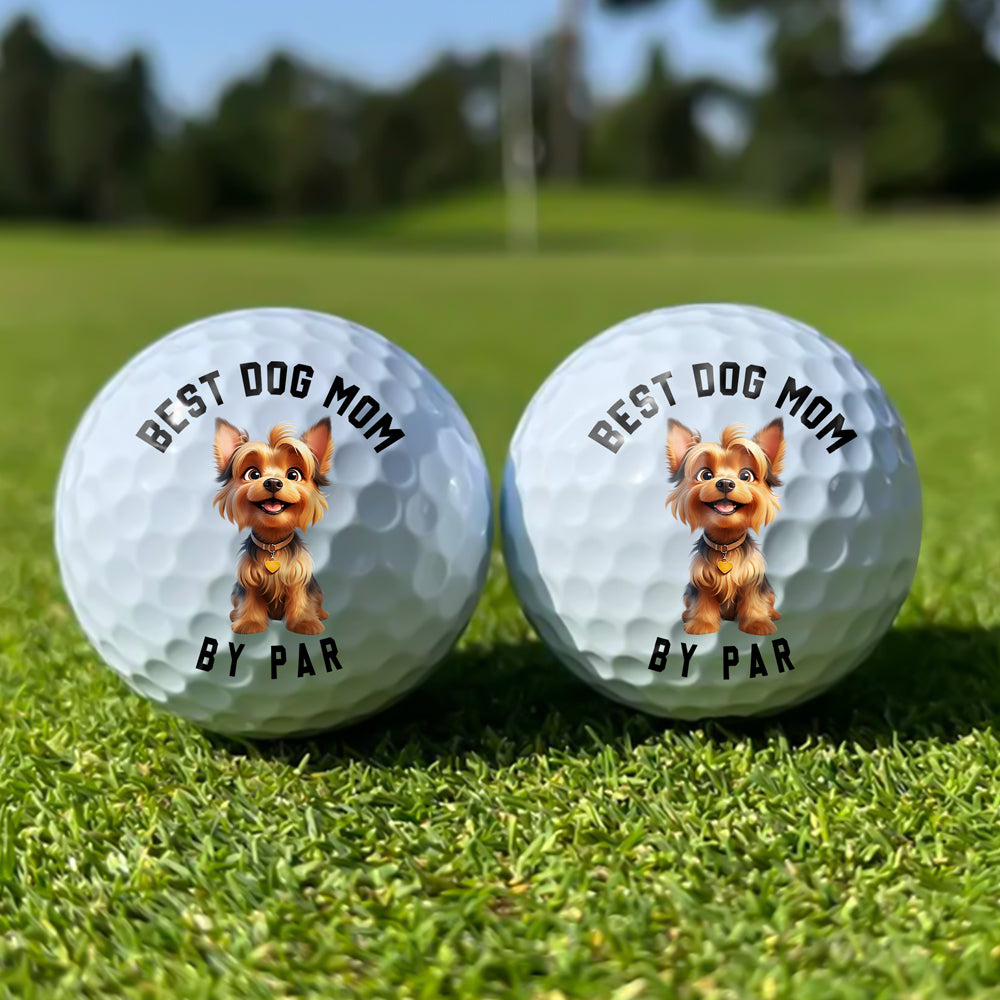 Personalized Best Dog Dad Golf Ball with Cute Dog Cartoon, Funny Unique Gift for Golf Lovers