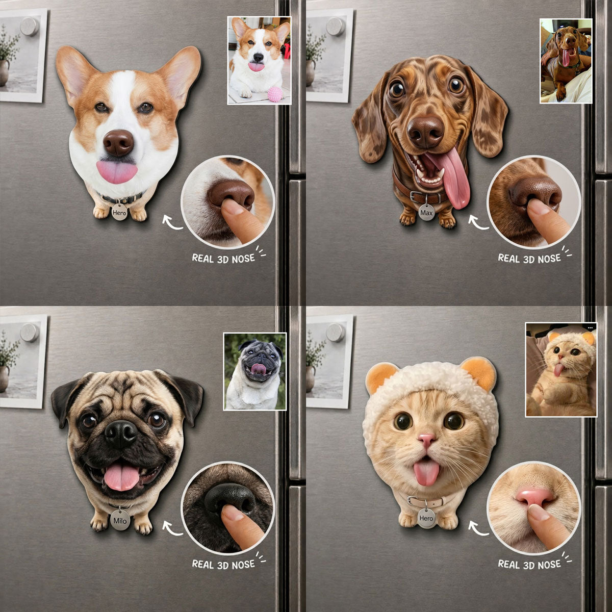 Funny Dog Owners Gift - Personalized Dog Dog Nose Acrylic Fridge Magnet