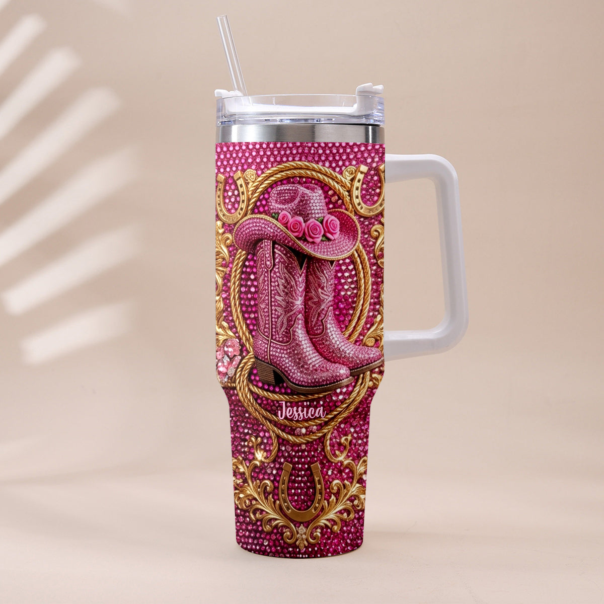 Cowgirl Boots - Personalized Cowgirl Tumbler With Plush Charm