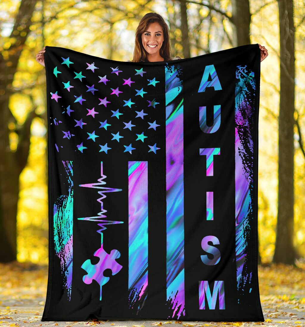 Autism Awareness American Flag Autism Awareness Blanket 0622