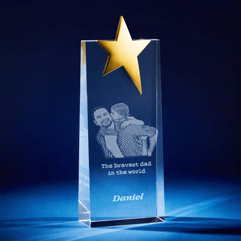 Any Dad Photos - Personalized Father Crystal Star Award Photo Frame