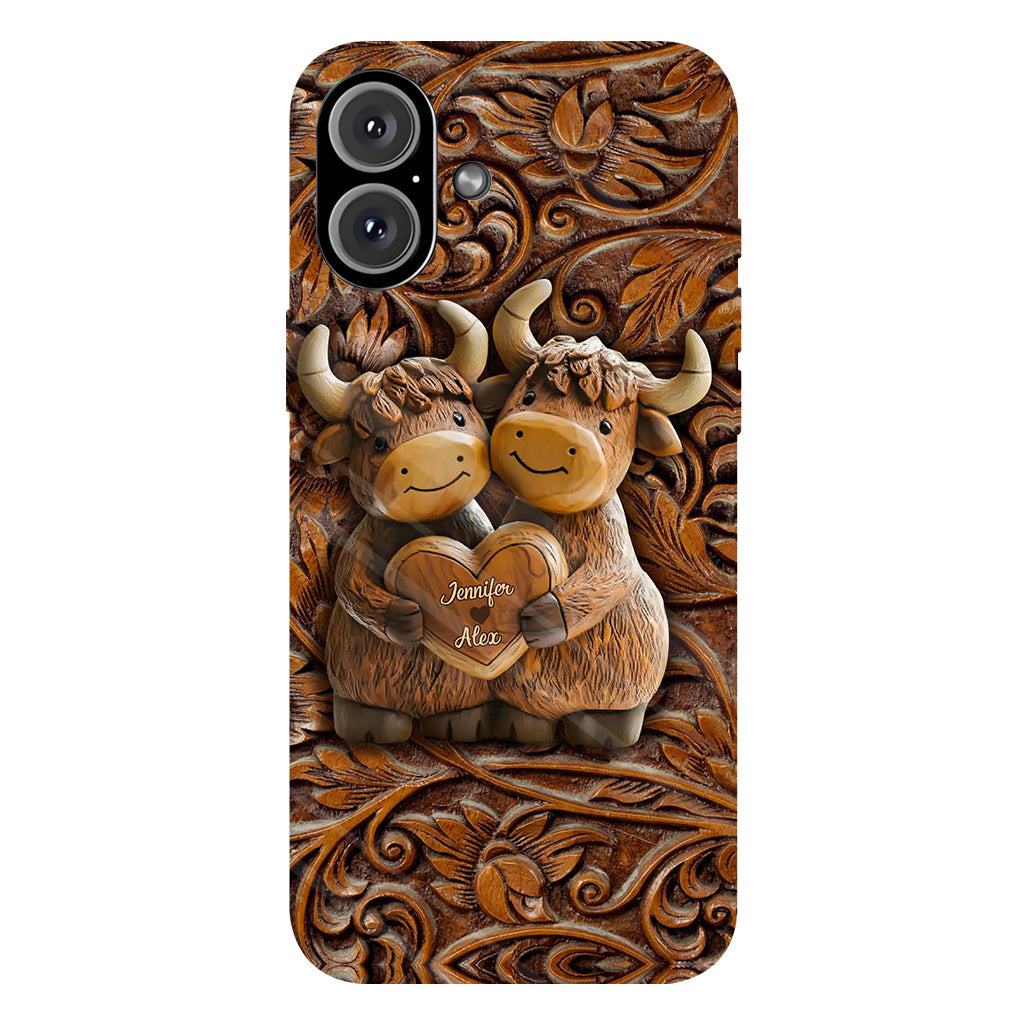 Cute Highland Cow Couple - Personalized Highland Cow Full Print Phone Case