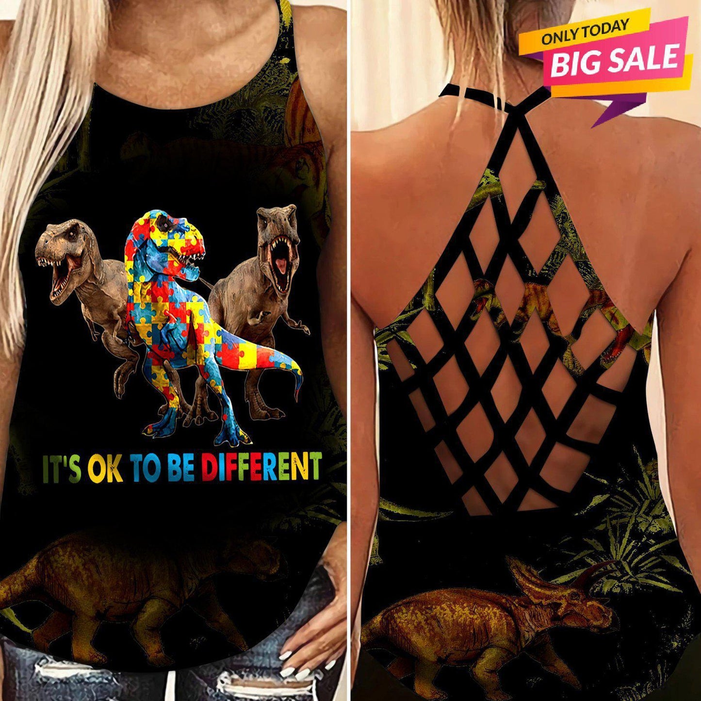 Autism Love - Autism Awareness Cross Tank Top 0921