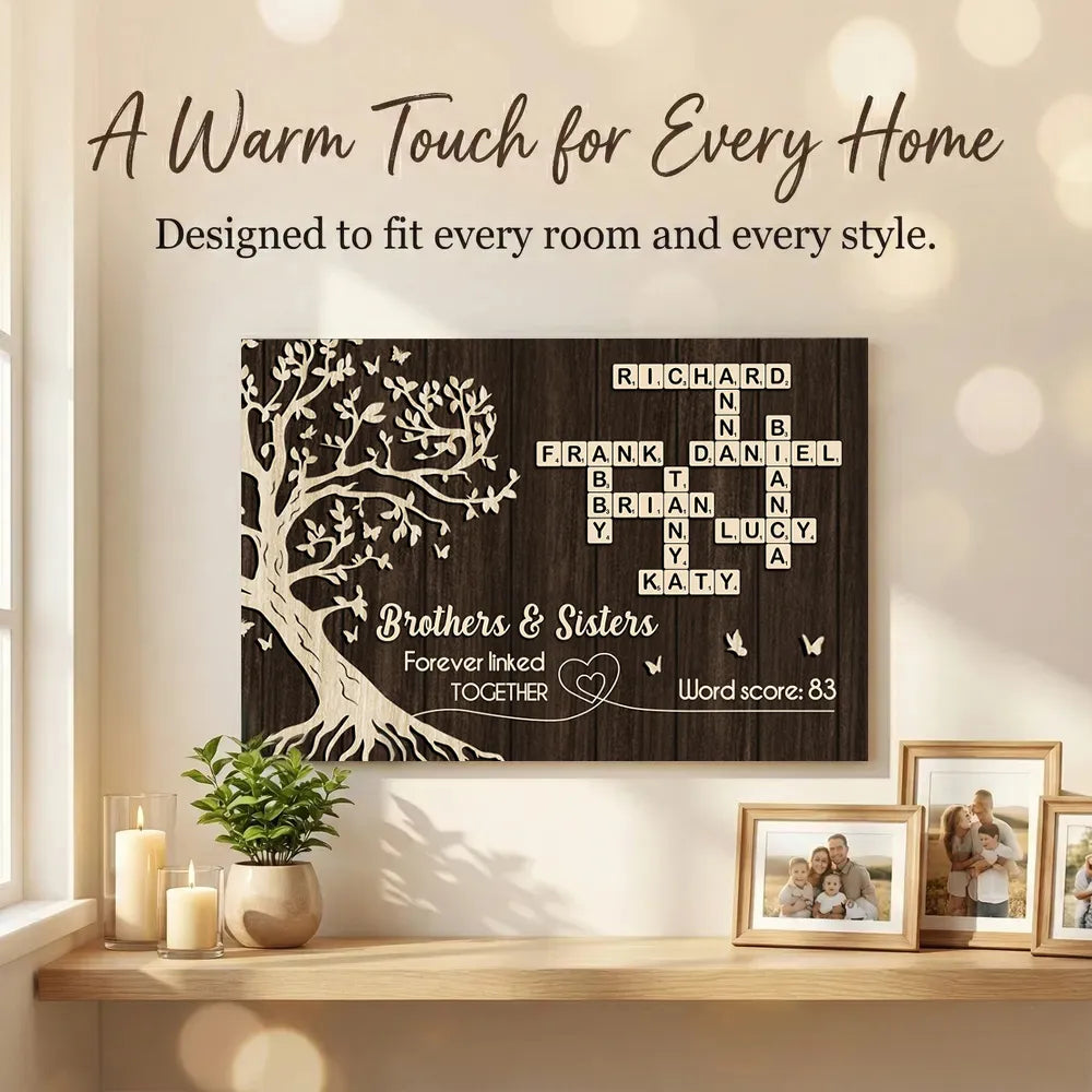 Personalized Brothers & Sisters Crossword Poster – Custom Sibling Wall Art for a Unique Family Gift