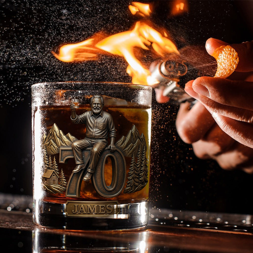 Custom Any Photo, Perfect Gift For Dad, Grandpa - Personalized Birthday Whiskey Glass