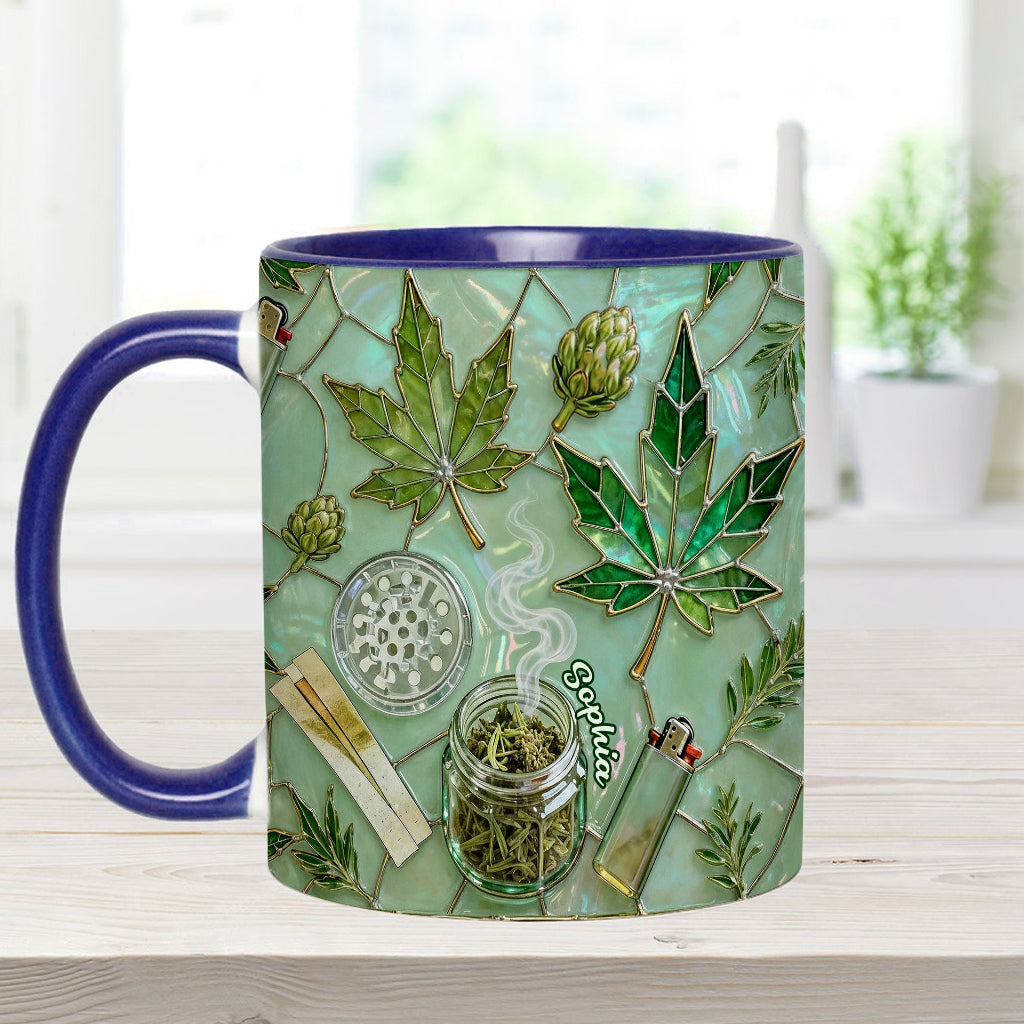 Green Magic Leaf - Personalized Weed Accent Mug & Coaster
