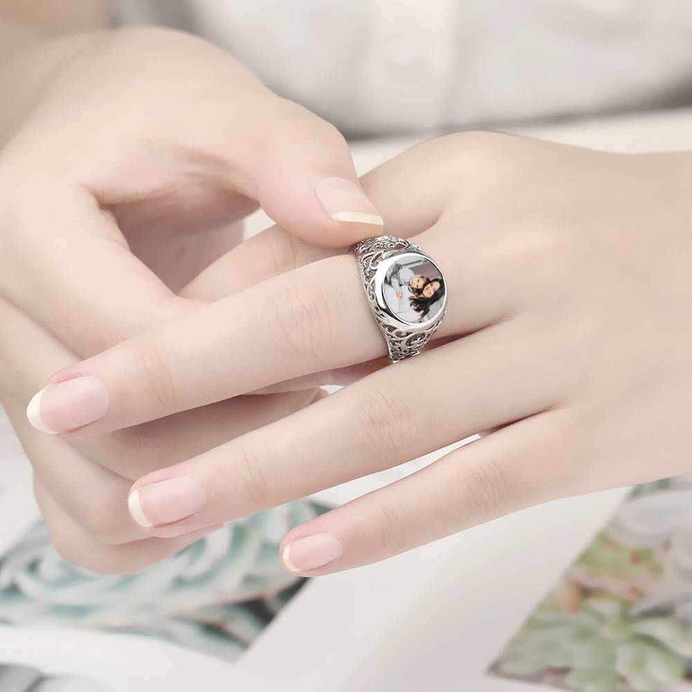 Any Photo - Personalized Round Woman Photo Ring