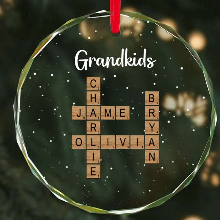 Personalized Grandkids Pillow - Custom Name Cross Plaque - Perfect Gift for Grandparents, Holiday Decor Keepsake