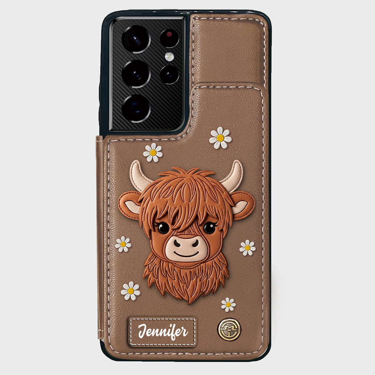 Adorable Highland Cow - Personalized Highland Cow Wallet Phone Case