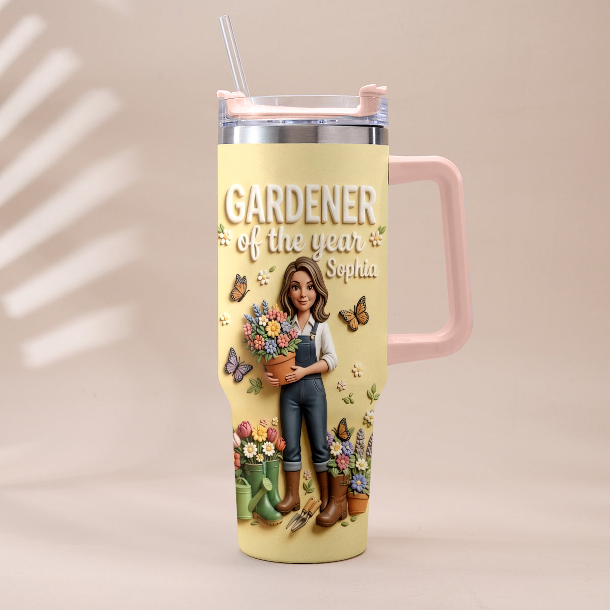 Gardener Of The Year - Personalized Gardening Tumbler With Plush Charm