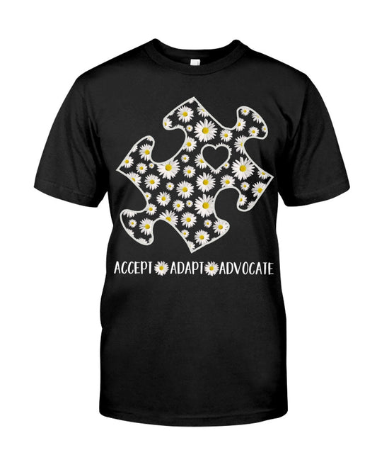 Accept Adapt Advocate - Autism Awareness T-shirt and Hoodie 0520