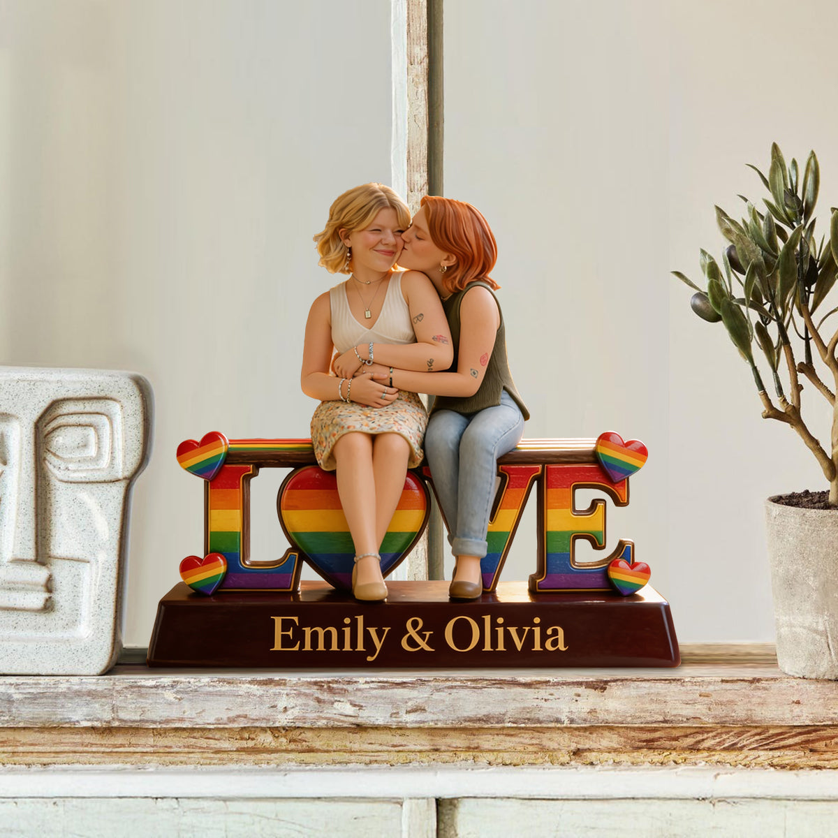 Happy Pride Month - Personalized LGBT Support Custom Shaped Wood Plaque