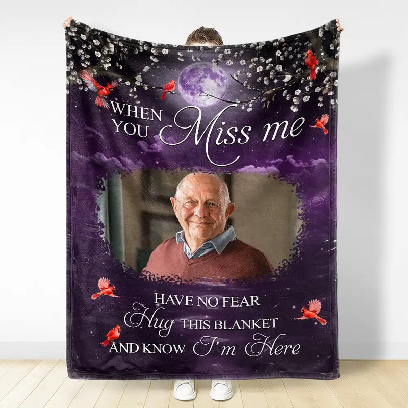 Custom Photo Fleece Blanket A Hug From Heaven When You Really Miss Me Comforting Remembrance Gift