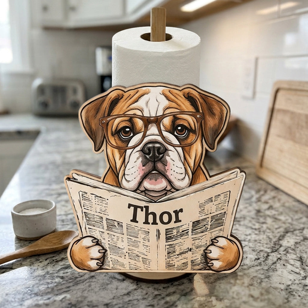 Custom Any Photo Reading Newspaper - Personalized Dog Paper Towel Stand