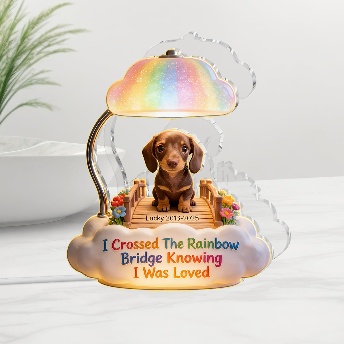 I Crossed The Rainbow Bridge - Personalized Dog Acrylic LED Night Light