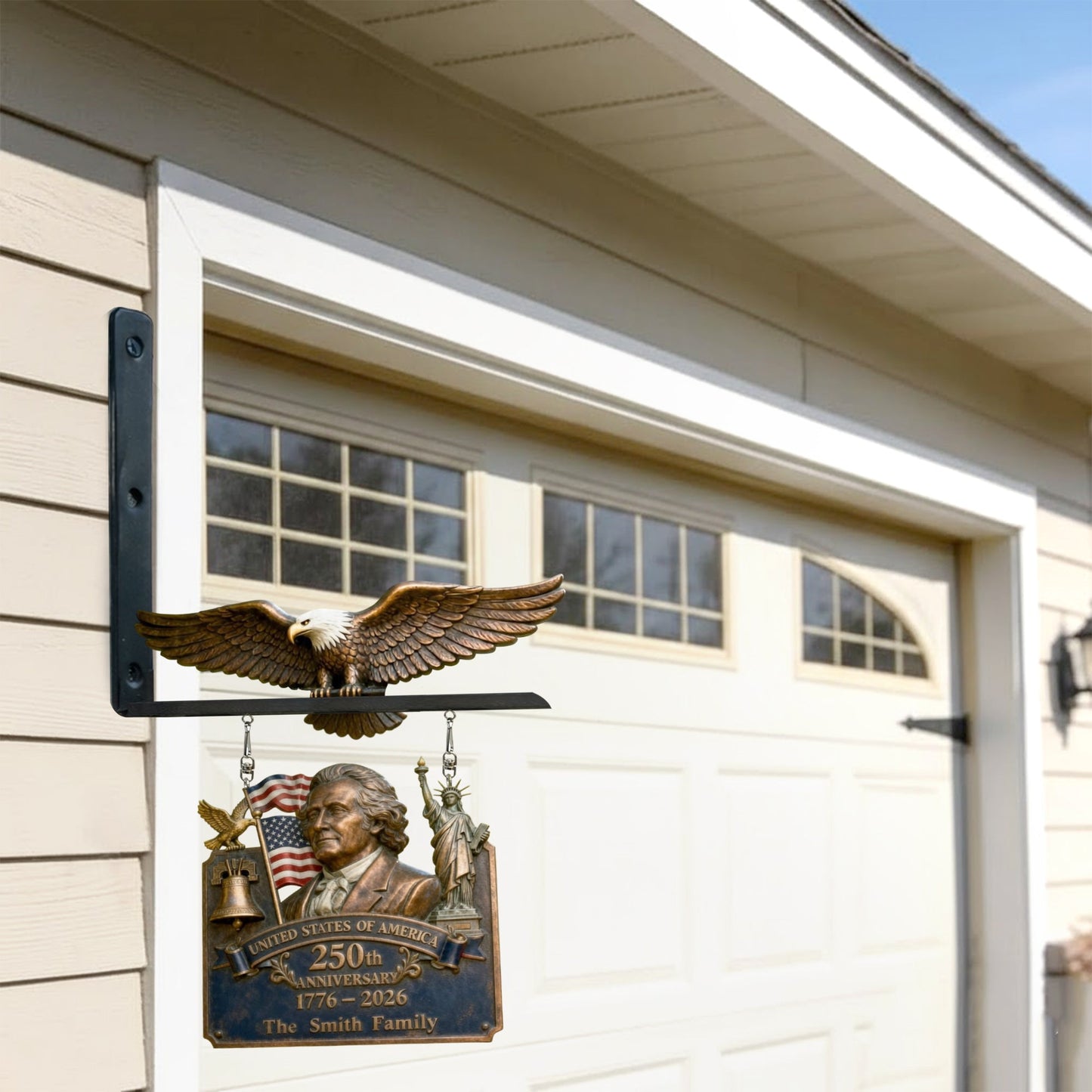 Happy Anniversary - Personalized Patriot Wooden Wall Mount Sign