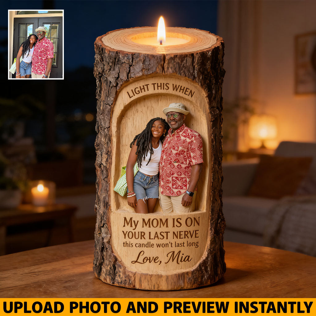 Light This Candle - Personalized Father Custom Shape Wooden Candle Holder